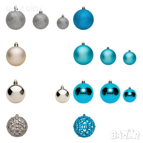 50 броя Комплект коледни топки, Тюркоаз и Шампанско в 3 размера, снимка 2 - Други стоки за дома - 42672408