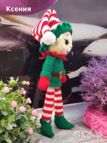 Плетена играчка Елф, Плетени, ръчно изработени, Подарък за Коледа, снимка 4 - Плюшени играчки - 51949600