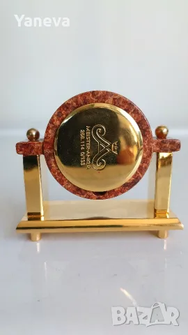 Vintage, миниатюрен , колекционерски, настолен , кварцов часовник, изработен от месинг и мрамор , снимка 4 - Будилници и настолни часовници - 56012203