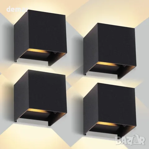 Комплект 4 външни LED стенни лампи YICALE 12W, IP65, 3000K, снимка 8 - Външни лампи - 55776021