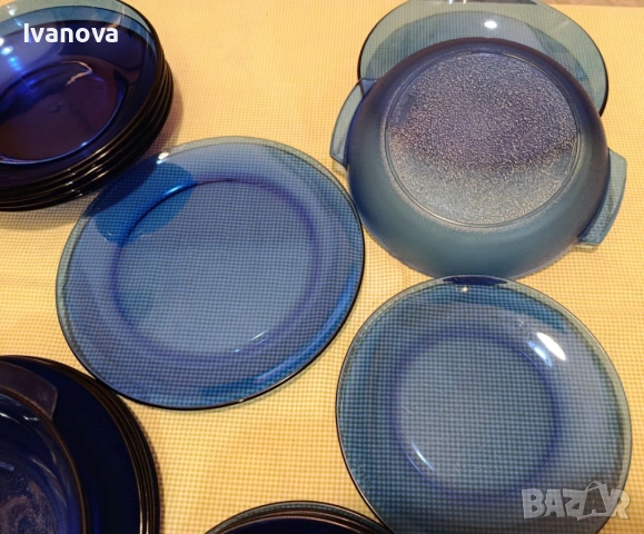 Стъклен сервиз за хранене кобалтово синьо SM BRAZIL, снимка 6 - Сервизи - 54232229