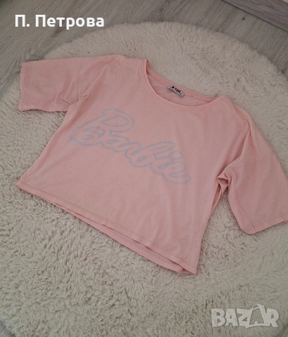 розова къса тениска Barbie