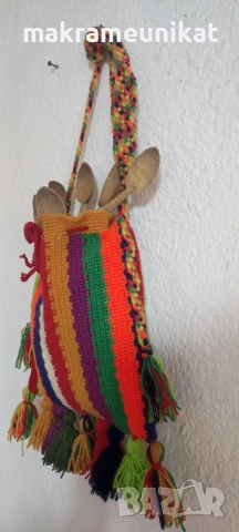 Етно торба, ръчно плетиво, за народна носия, декорация за механа, битов кът, за Сурва, кукер, нова, снимка 10 - Други - 51951358