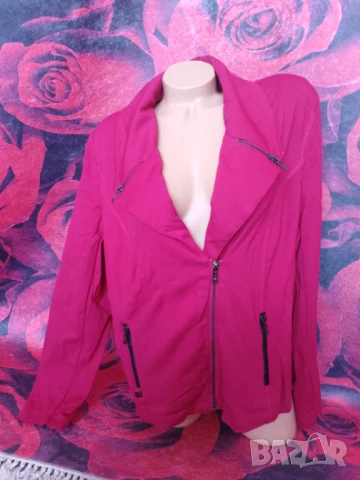 Цикламено памучно яке тип сако 2ХЛ , снимка 4 - Якета - 51355994