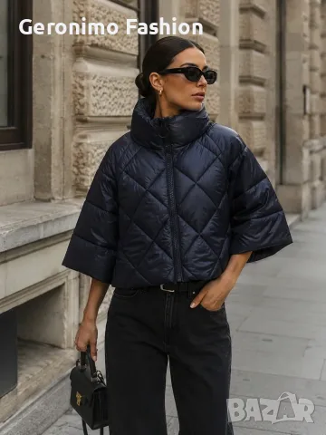 Дамско късо капитонирано яке 259 – Dark Navy