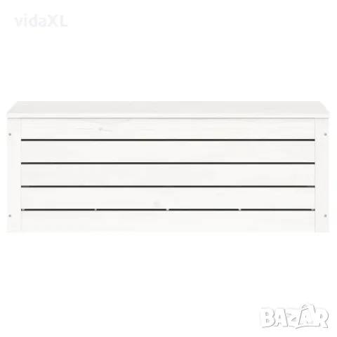 vidaXL Кутия за съхранение, бяла, 89x36,5x33 см, борово дърво масив, снимка 5 - Скринове - 56147933