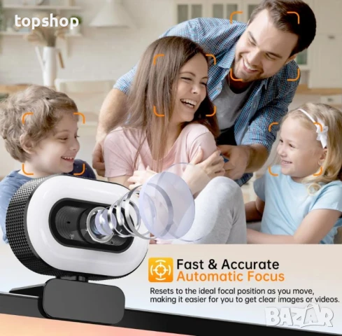 Уеб камера 2560 x 1440, автофокус, разпознаване на лица, осветеност, снимка 3 - Камери - 50529202