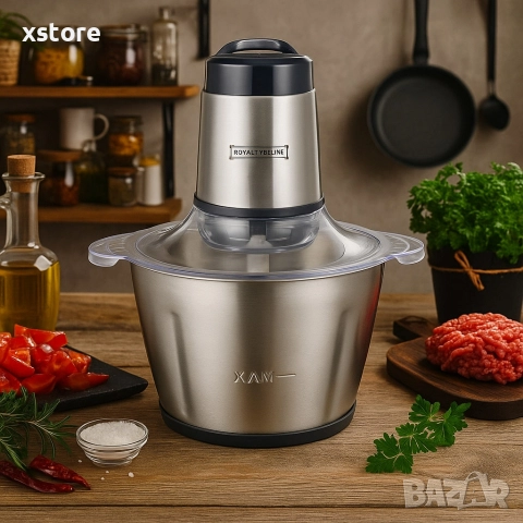 Електрически чопър с купа от неръждаема стомана Royalty Line RL-MCE300.34.18 / RL-MCE600.34.18, снимка 2 - Чопъри и пасатори - 52698787