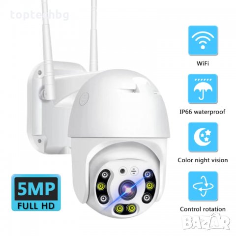 Външна Wifi IP IR Смарт камера 5 MP Full Hd 1080p ( въртяща се и  водоустойчива ) в Камери в гр. Варна - ID30067186 — Bazar.bg