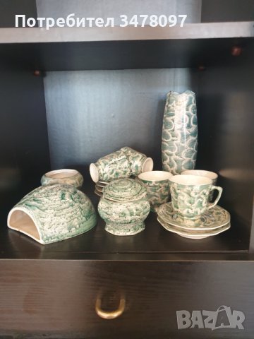 Старинен сервиз за кафе - ръчно рисуван, снимка 3 - Сервизи - 39725776