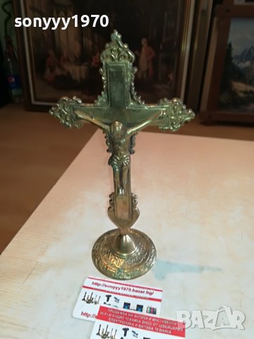 🛑📢GARANTIERT MASSIV MESSING-КРЪСТ С ХРИСТОС 1010221322, снимка 4 - Антикварни и старинни предмети - 38281463