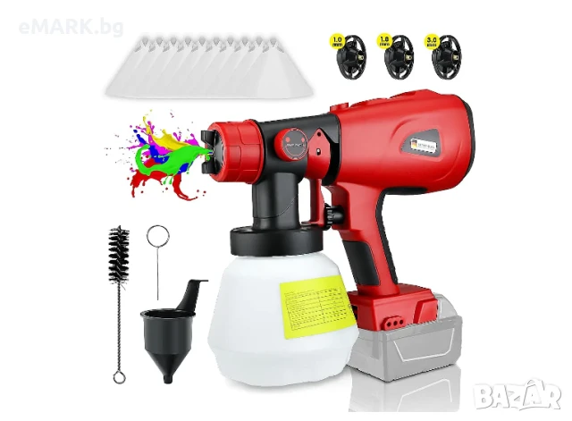 Безжична акумулаторна пръскачка за боя за боядисване на тавани, стени, огради, мебели, врати, прозор, снимка 1