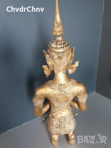 50см-8кг будистка фигура/стара азиатска-тайландска бронзова скулптура/статуетка на божество/ангел, снимка 2 - Антикварни и старинни предмети - 52457047