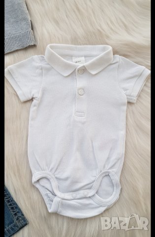 Боди риза H&M дънки и жилетка за бебе 1-2 месеца, снимка 2 - Комплекти за бебе - 42480666