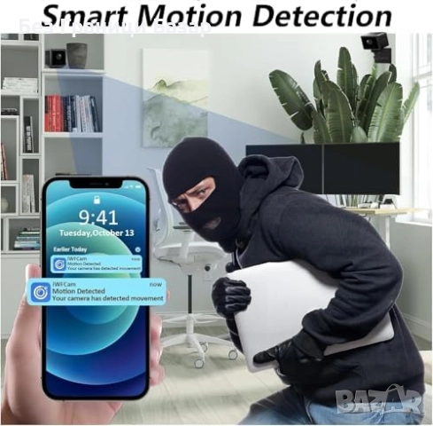 Нова мини WiFi камера за дом 1080P, 150° ъгъл, нощен режим и презареждаема батерия, снимка 3 - IP камери - 52155733