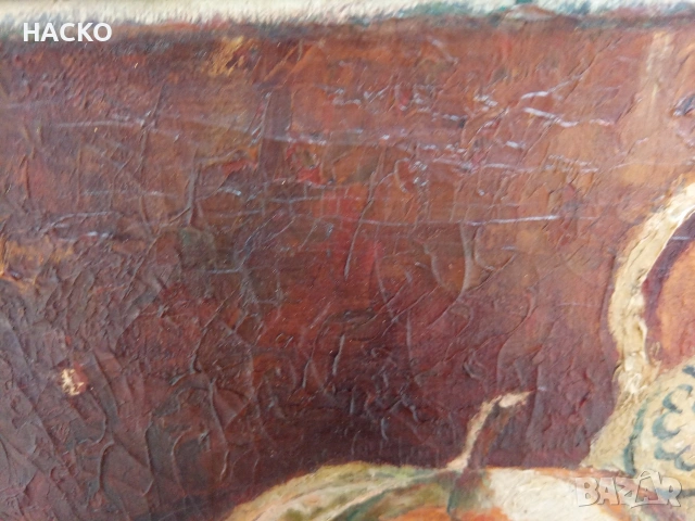 Стара Маслена Картина Разписана от Автора 1932г.Размери 50/40 см. Внос от Германия, снимка 7 - Антикварни и старинни предмети - 53047110