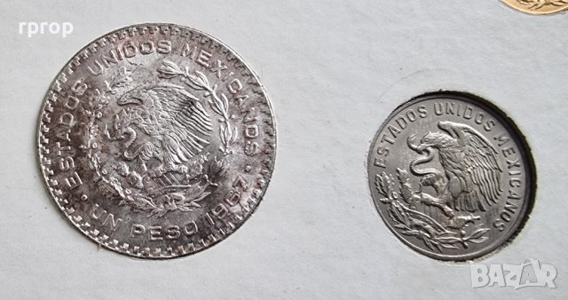 Мексико. Стара серия. Чисто нови.   1965 - 1968   година. 1 песо е сребърна монета., снимка 11 - Нумизматика и бонистика - 42218673