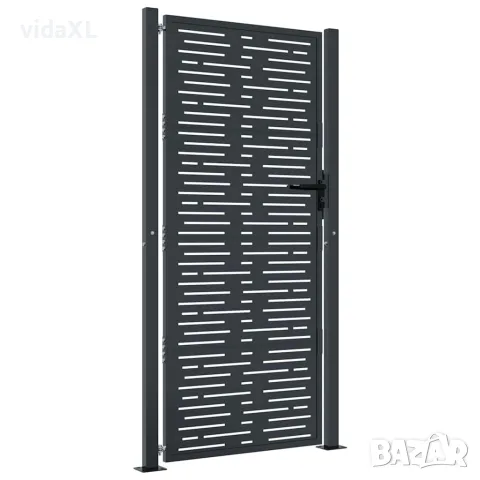 vidaXL Градинска порта, антрацит, 100x200 см, стомана, квадратен дизайн