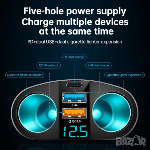 Нов Адаптер за зарядно за кола, снимка 2 - Аксесоари и консумативи - 53056132