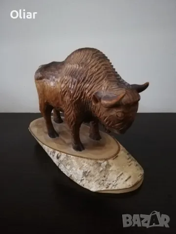 Статуетка на американски бизон. Дърво. , снимка 2 - Статуетки - 49214434