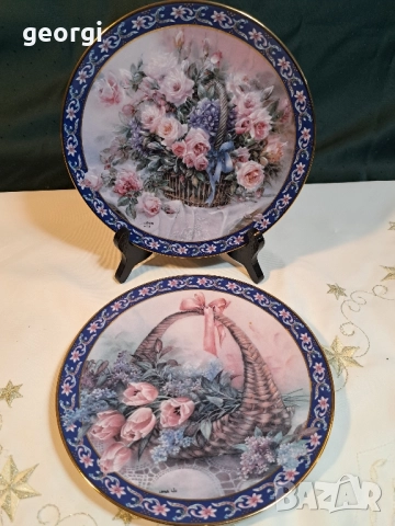 декоративни порцеланови чинии рози лалета Lena Liu 27/4, снимка 4 - Декорация за дома - 51705978