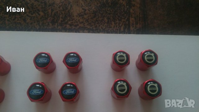 Шестограмни метални червени капачки за вентили винтили с емблеми на кола автомобил мотор джип, снимка 10 - Аксесоари и консумативи - 29435168
