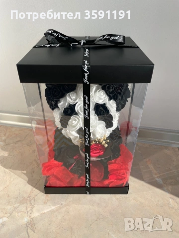 Сладка панда от рози-перфектен подарък за момиче,гадже или жена, снимка 5 - Декорация за дома - 53036829