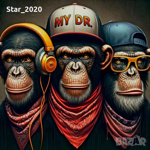 Светеща картина с LED осветление - маймуни 