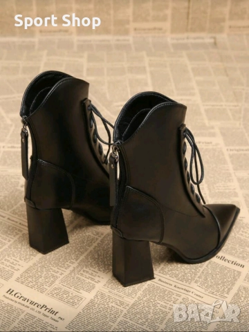 Дамски кожени боти с остър връх , снимка 4 - Дамски боти - 52773502