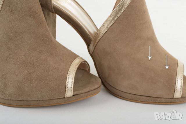 Дамски велурени сандали в цвят капучино и златисто марка Peperuna - 37, снимка 9 - Сандали - 31774952