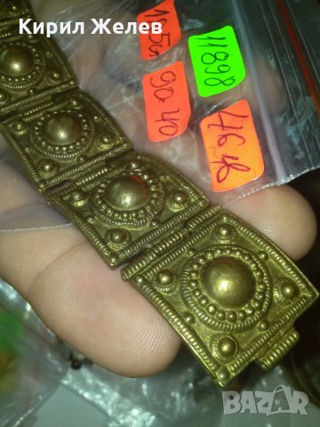 ВЪЗРОЖДЕНСКА ПОЗЛАТЕНА ТЕЖКА МАСИВНА БРОНЗОВА ГРИВНА с ГРАНУЛАЦИЯ 11898, снимка 6 - Антикварни и старинни предмети - 29629844