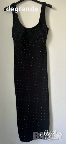 Черна дълга рокля на кристалчета, снимка 3 - Рокли - 51054420