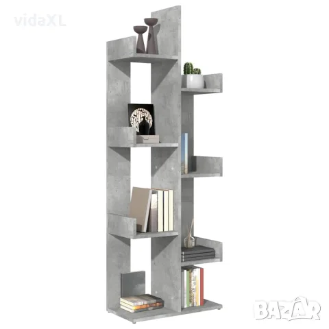 vidaXL Библиотека, бетонно сива, 48x25,5x140 см, инженерно дърво, снимка 5 - Шкафове - 56147875