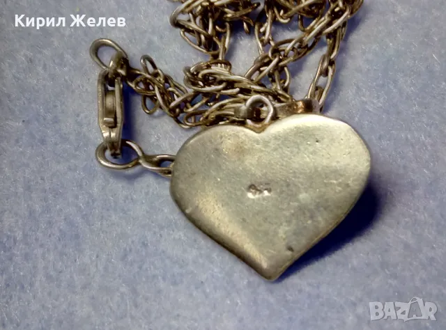 РОМАНТИЧНО СЕДЕФЕНО СРЕБЪРНО СЪРЧИЦЕ АРТ МЕДАЛЬОН СРЕБРО 925 със СРЕБЪРНА ВЕРИЖКА 27708, снимка 2 - Колиета, медальони, синджири - 50115973