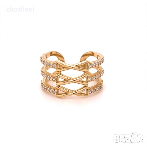 Златен дамски пръстен 3,64гр. размер:55 14кр. проба:585 модел:20123-6, снимка 1