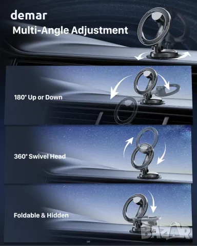 YOSH Mag-Safe поставка, Магнитна стойка за телефон в колата, снимка 6 - Аксесоари и консумативи - 49810464