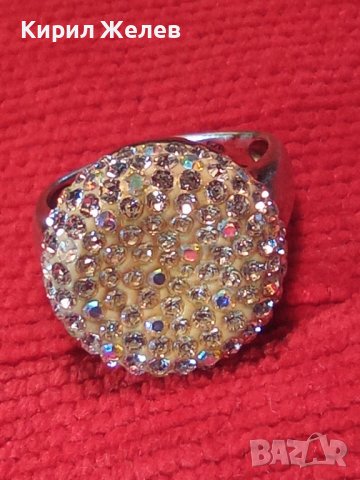 СРЕБЪРЕН ФЕШЪН ПРЪСТЕН с ИНКРУСТИРАНИ КРИСТАЛЧЕТА 19475