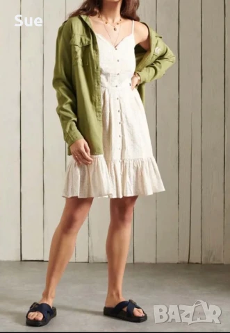 Superdry лятна дантелена рокля в екрю бохо стил, снимка 4 - Рокли - 51178227