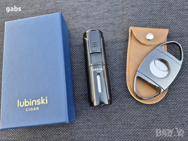 Луксозна запалка за пури lubinski с подарък резачка, снимка 3 - Запалки - 52548409