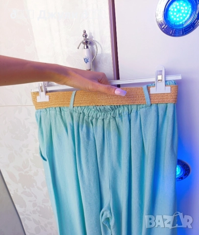 Стилен панталон с широк крачол от 100% варен памук, снимка 8 - Панталони - 51744392