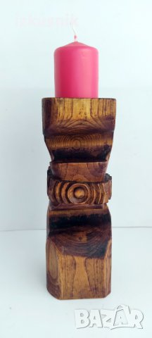 Резбовани дървени свещници, уникати от 70-те години, снимка 3 - Декорация за дома - 37561283