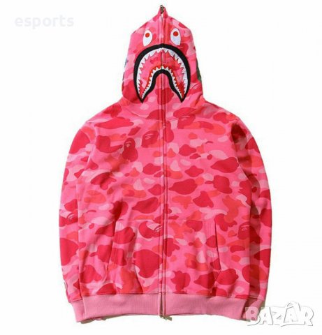 Суичър (блуза с качулка) Bape A Bathing Ape Pink Camo M L XL 2XL розов, снимка 13 - Суичъри - 36744454
