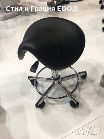 Козметичен/фризьорски стол - табуретка Rodeo - бяла/черна 50/59 см, снимка 4 - Друго оборудване - 29930755