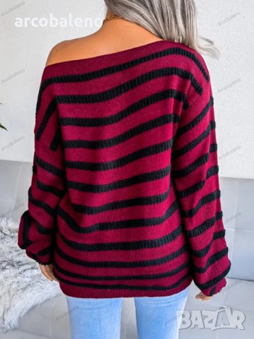 Дамски свободен пуловер с права яка и отворени рамена, 3цвята - 023, снимка 9 - Блузи с дълъг ръкав и пуловери - 39378500