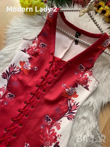 Рокля на цветя с връзки, снимка 2 - Рокли - 50991034