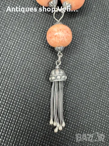 Сребърно колие с розов корал №6551 , снимка 4 - Колиета, медальони, синджири - 49190752