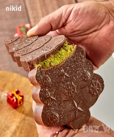 Плочка Коледна елха шоколадов блок Дубайски шоколад дълбок силиконов молд форма гипс, снимка 2 - Форми - 49172393