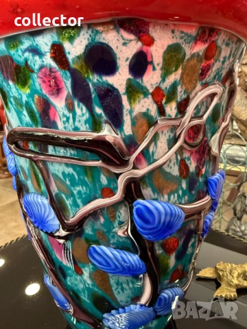 Многоцветна стъклена ваза - Murano. №7382, снимка 3 - Антикварни и старинни предмети - 51879834
