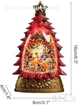 Нов Декоративен коледен фенер снежен глобус с LED светлина сняг 3D празнична украса за дома, снимка 2 - Декорация за дома - 54132121