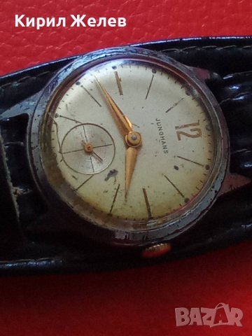 JUNGHANS SHOCKPROOF Стар НЕМСКИ РЯДЪК ВИНТИДЖ МЕХАНИЧЕН ЧАСОВНИК ЮНГХАНС РЕТРО КАИШКА Ест КОЖА 29335, снимка 10 - Антикварни и старинни предмети - 37399957